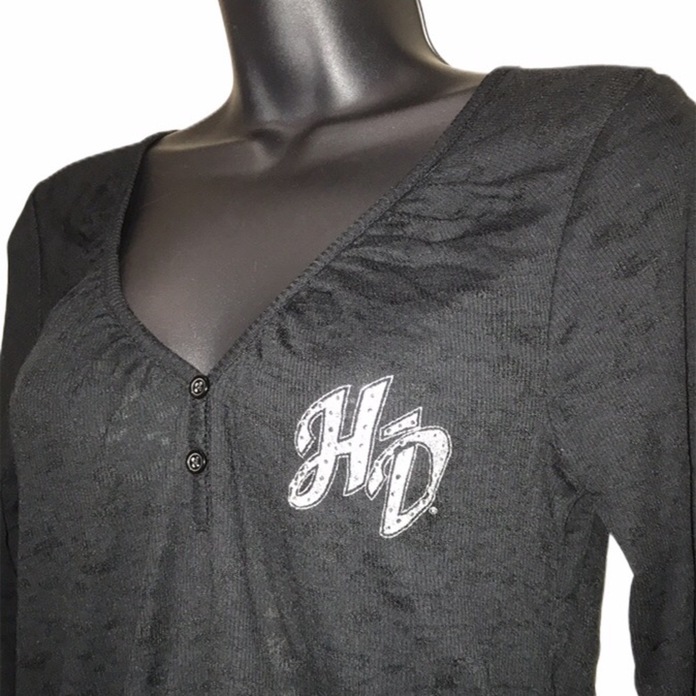 HARLEY DAVIDSON Burnout Top~Rhinestones~sz S